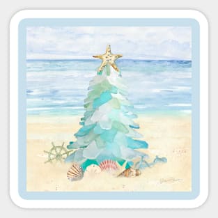 Coastal Seaglass Christmas Tree A Sticker